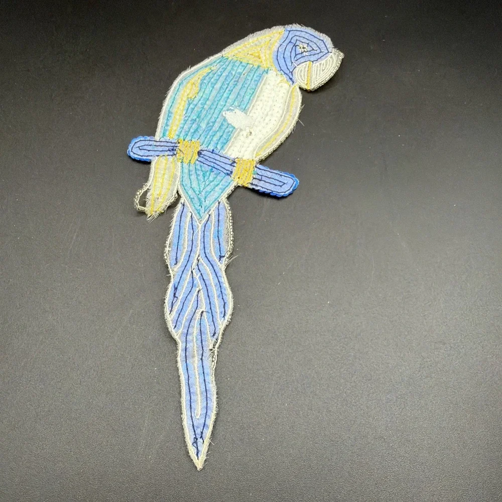 VTG Parrot, Peace Dove, And Heart Beads & Sequins Sew-On Appliqué Patches *READ